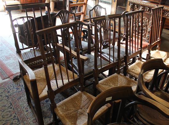 Set  5 oak spindle back chairs